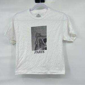 Paris nwot photo graphic white short sleeve cropped tee